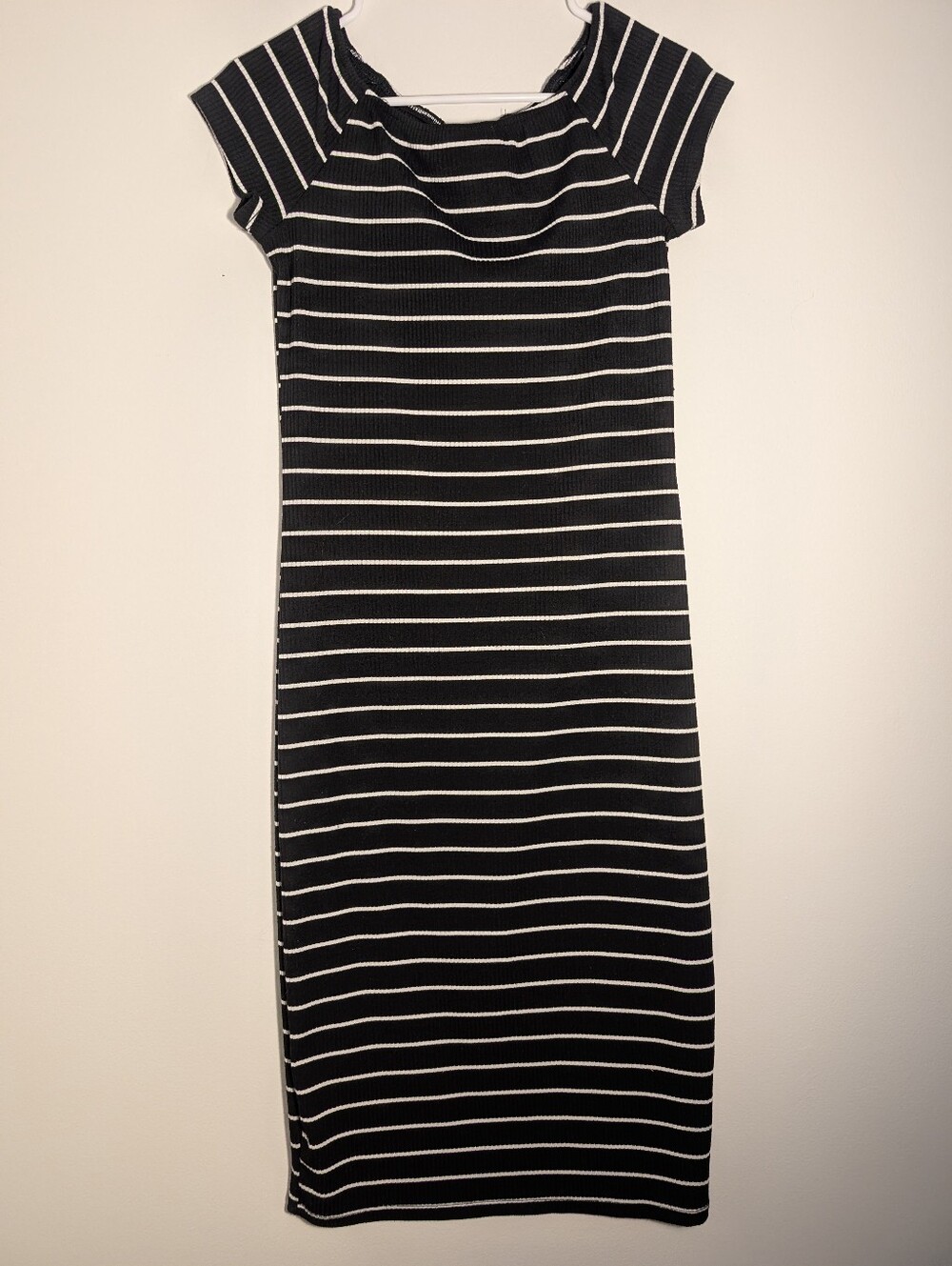 No Boundaries Black White Striped Ribbed Dress Size S